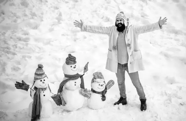 Merry Christmas Happy Holidays Christmas Preparation Funny Bearded Man Make — Stock Photo, Image