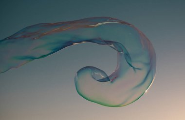 Dev renkli baloncuk. Mavi gökyüzünde büyük bir sabun köpüğü. Büyük ip sabun köpükleri yapıyorum.