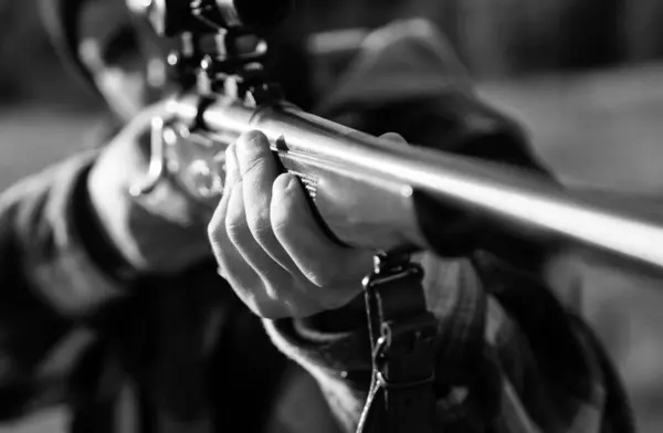 Hunter Shotgun Gun Hunt Barrel Gun Track Hunting Gear Hunting — Stock Photo, Image