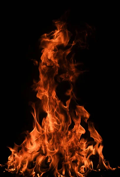 Vuur Vlammen Zwarte Achtergrond Brand Vlam Geïsoleerd Abstracte Textuur Vlammende — Stockfoto