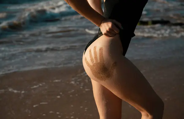 Swimsuit Female Model Womens Ass Beauty Ass Butt Sea Beach — Stock Photo, Image
