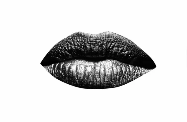Bibir Seksi Menutup Seksi Wanita Cantik Bibir Emas Terisolasi Lipstik — Stok Foto