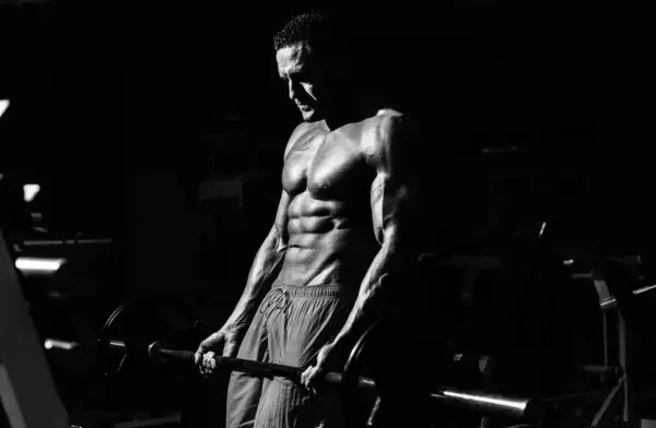 Portrait Athletic Man Shirt Dumbbells Shirtless Man Man Muscles Torso — Stock Photo, Image