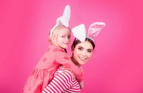 Veselá Velikonoční Sestra Holky Halloween Bunny Ears Děti Slaví Velikonoce — Stock fotografie