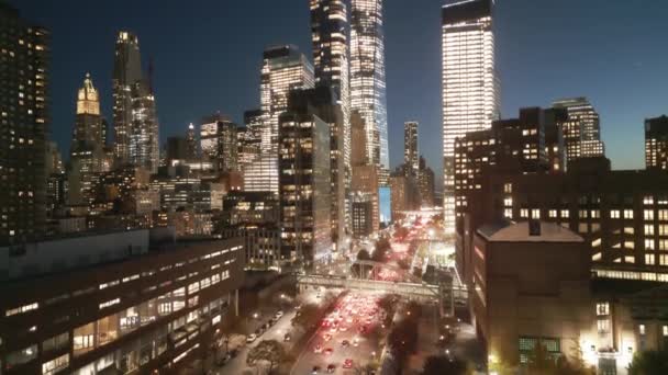 New York City View Dusk Manhattan Night Νέα Υόρκη Φώτα — Αρχείο Βίντεο