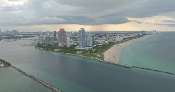 South Beach Miami Dade Floryda Widok Lotu Ptaka Raj South — Wideo stockowe