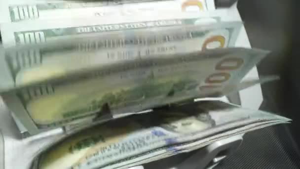 Contant Geld Binnen Het Runnen Van Bankbiljetten Teller Bankieren Financieel — Stockvideo