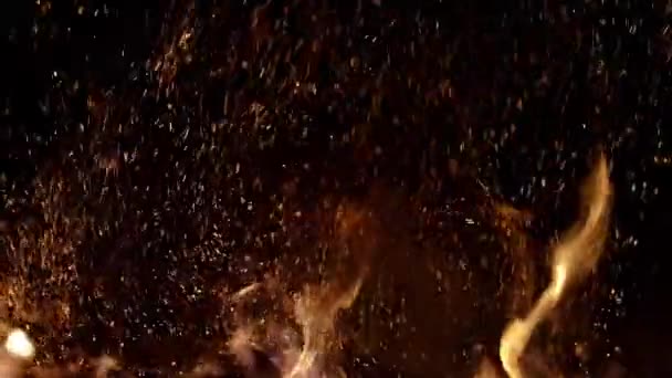 Foc Negru Pentru Designul Suprapus Flacăra Arsă Foc Izolat Textura — Videoclip de stoc
