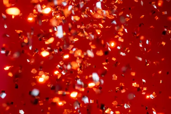 Glitter Röd Jul Bakgrunder Ljus Jul Bokeh Confetti Till Jul — Stockfoto
