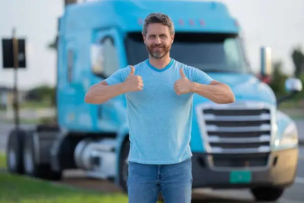 Men Driver Lorry Truck Man Owner Truck Driver Millennial Trucker — Stock Photo, Image