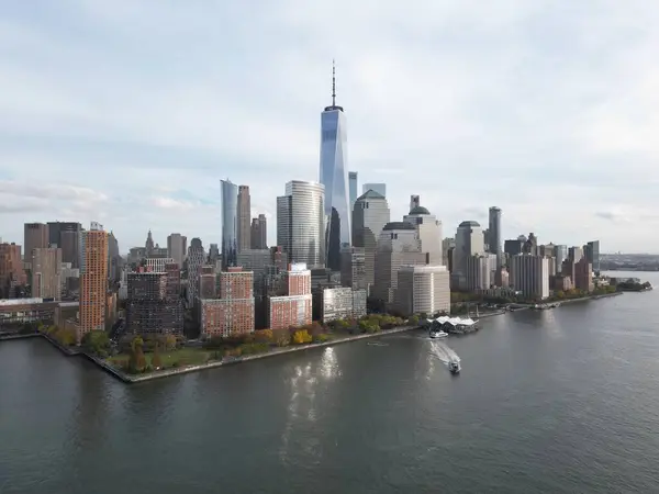 New York Manhattan Skyline Från New Jersey Manhattan Över Hudsonfloden — Stockfoto