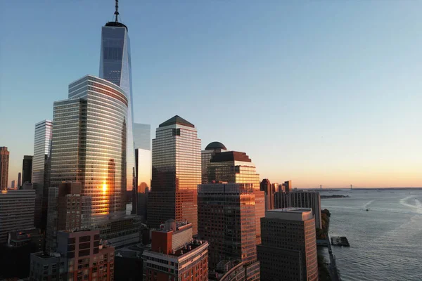 Luftaufnahme Der Skyline Von Manhattan New York City Von Einer — Stockfoto