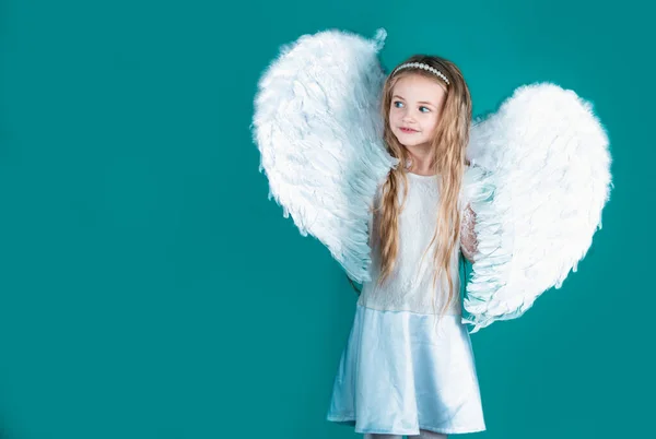 Saint Valentines Day Card Child Wearing Long White Dress Angel — Stock Photo, Image