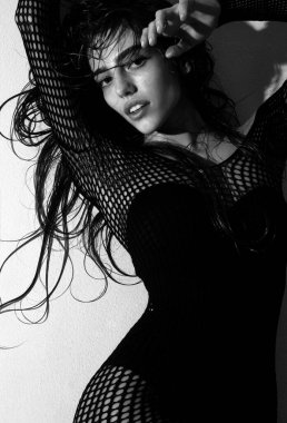 Seksi güzel kız, şehvetli genç kadın. Moda ve güzel kadın yüzü