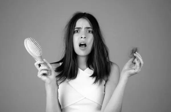 Hair Loss Woman Upset Hair Loss Portrait Sad Girl Problem — Stock Photo, Image