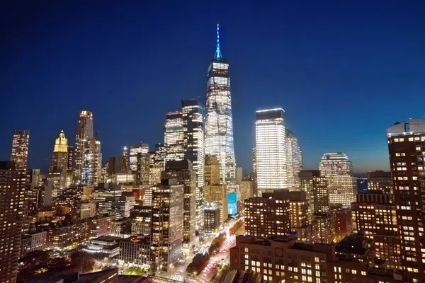 New York City Berühmte Ansicht Von Oben Nacht New York — Stockfoto