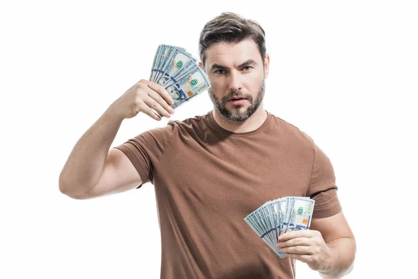 Erfolgreicher Geschäftsmann Der Geld Zählt Schöner Mann Mittleren Alters Mit — Stockfoto