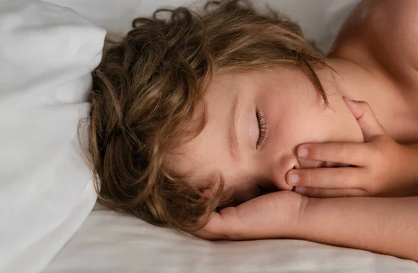 Adorable Kids Sleeping Bed Home Healthy Peaceful Sleep — Stock Photo, Image