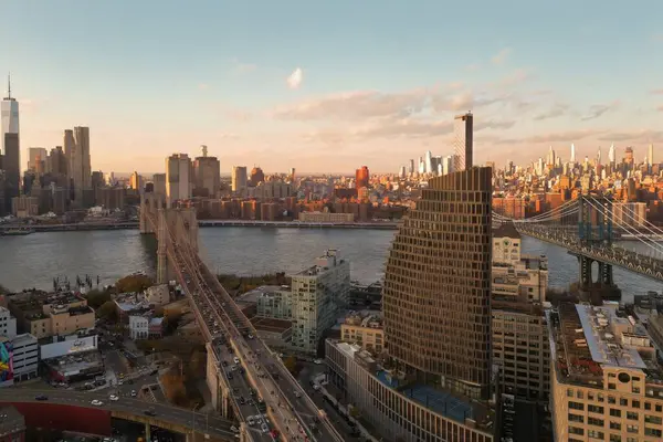 Stadtpanorama Über Die Wolkenkratzer Von Manhattan Skyline Von New York — Stockfoto