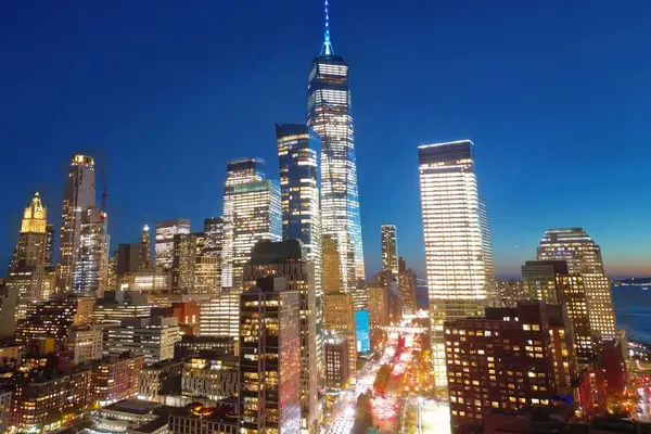 New York City Berühmte Ansicht Von Oben Nacht New York — Stockfoto