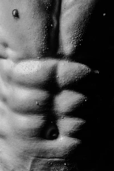 Muskulös Kropp Muskulös Man Manlig Kropp Muskelform Stark Man Stäng — Stockfoto