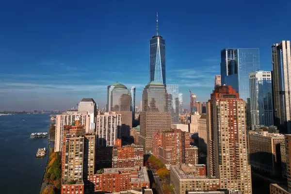 New York City Skyline Von Jersey Über Den Hudson River — Stockfoto