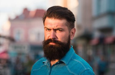 Genç, yakışıklı, sakallı hippi.