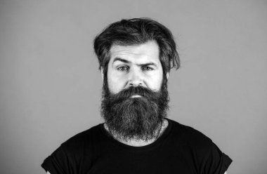 Sakallı adam. Berber dükkanı prosedürleri. Sakal bakımı. Erkekler için bir salon. Uzun sakal ve bıyık.