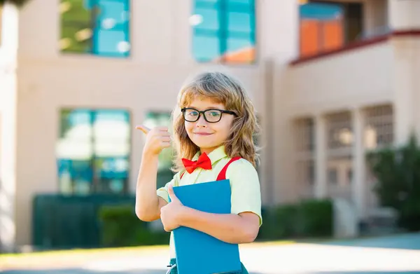 Terug Naar School Grappig Jongetje Met Een Bril School Kind — Stockfoto