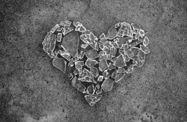 Broken Heart Made Glass Heart Shape Heart Logo Broken Ice — Stock Photo, Image