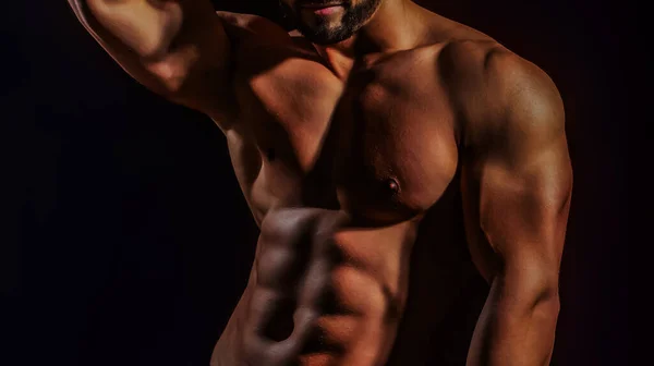 Kaslı Vücut Kaslı Adam Erkek Vücudu Kas Şekli Güçlü Bir — Stok fotoğraf
