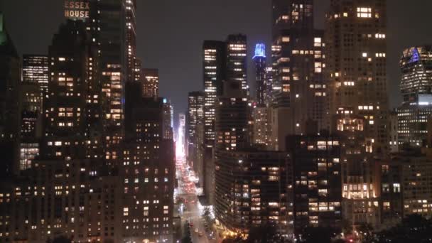 New York City View Notte Manhattan Notte Luci New York — Video Stock