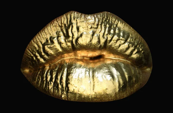Значок Губы Эффектом Золотого Блеска Чувственный Рот Символ Поцелуя Золотой — стоковое фото