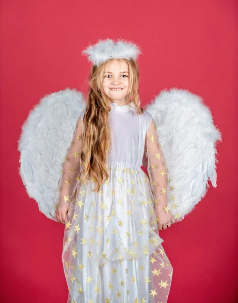 Angel Child Girl White Wings Angels Halo Valentines Day Little — Stock Photo, Image