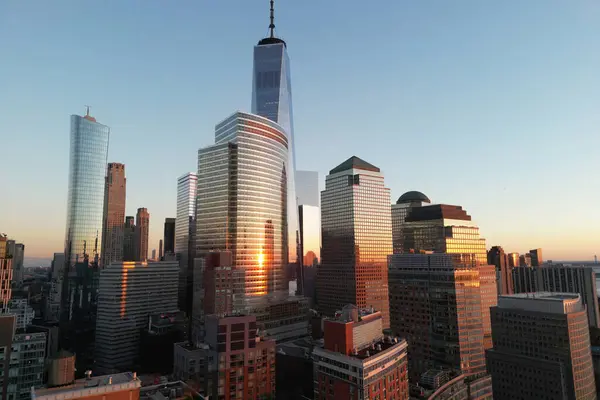 Manhattan New Yorker Skyline Von Drohnen Aus Manhattan Über Dem — Stockfoto