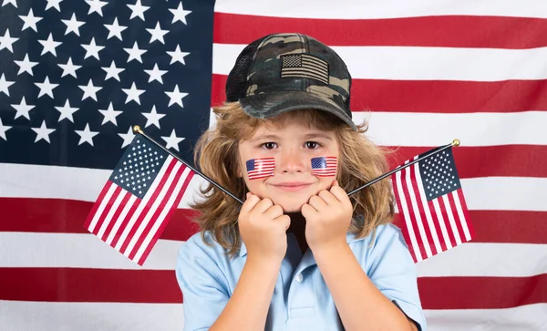 Criança Patriota Americana Pequeno Patriota Americano Dia Independência Julho Criança — Fotografia de Stock
