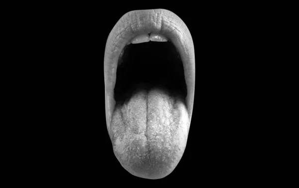 芸術の赤い唇 舌を出して グラマーアートの唇のコンセプト 口のアイコン — ストック写真