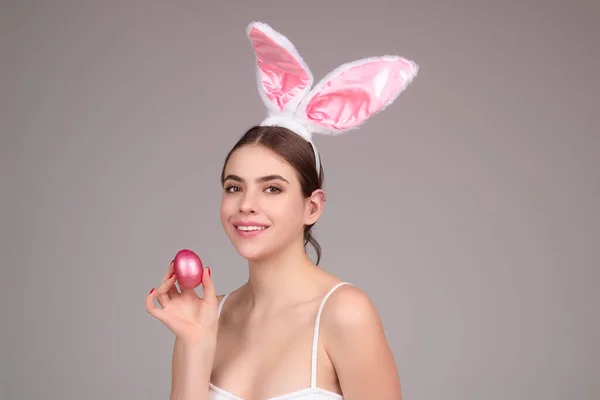 Easter Girl Lovely Young Woman Rabbit Ears Celebrating Easter Holiday — Foto de Stock