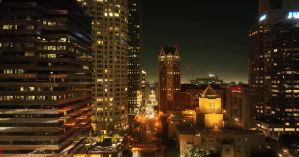 Luchtfoto Van Los Angeles Night City City Los Angeles Stadsgezicht — Stockvideo