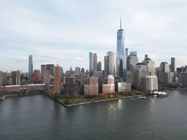 Vista Aérea Cidade Nova Iorque Vista Panorâmica Horizonte Manhattan Sobre — Fotografia de Stock