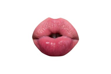 Dudaklarını öp. Öpüşen Makro dudaklar. Ağız simgesi