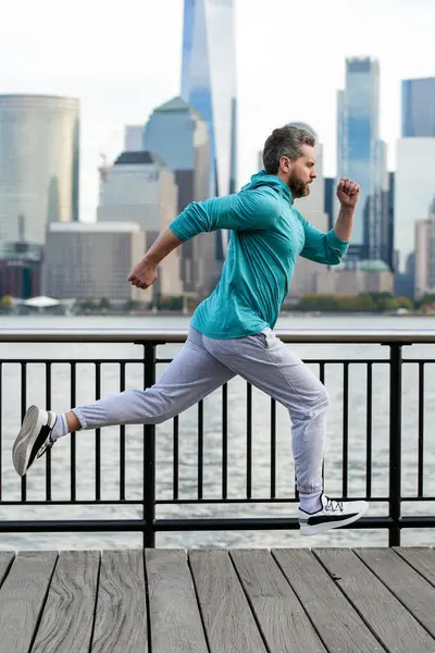 Laufen Gesunder Mann Läuft New York City Fitnesssport Männerläufer Joggen — Stockfoto