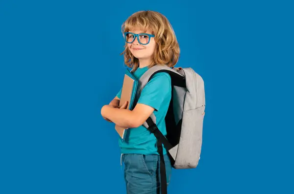 Back School Schoolboy School Bag Hold Book Copybook Ready Learn — Stock Photo, Image