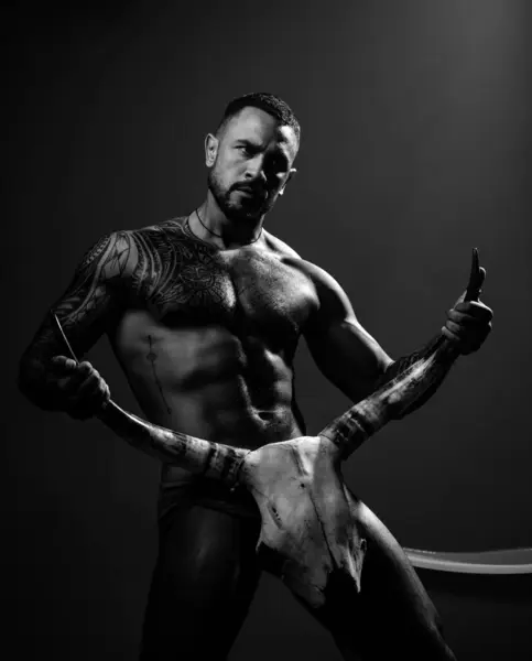 Förbättra Manliga Sexuella Prestationer Sexy Hispanic Macho Med Muskulös Kropp — Stockfoto