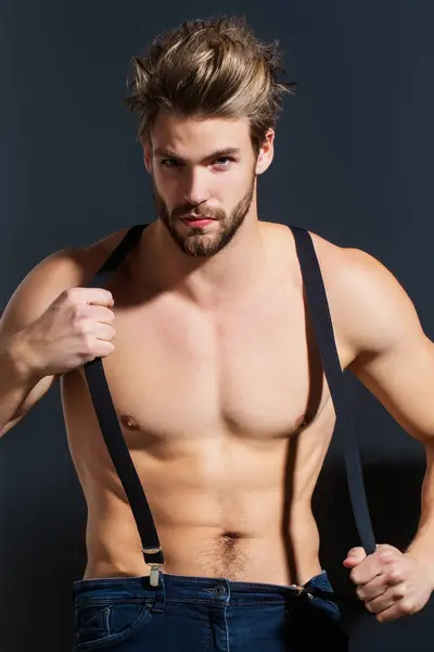 Male Model Body Nude Torso Naked Man Seductive Gay Muscular — Stock Photo, Image