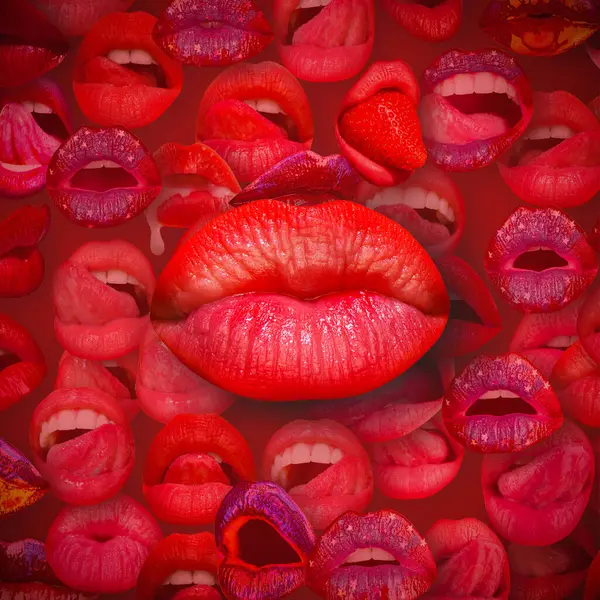 Artwork Sensual Lips Abstract Sexy Lip Red Lips Mouth Female — Stockfoto