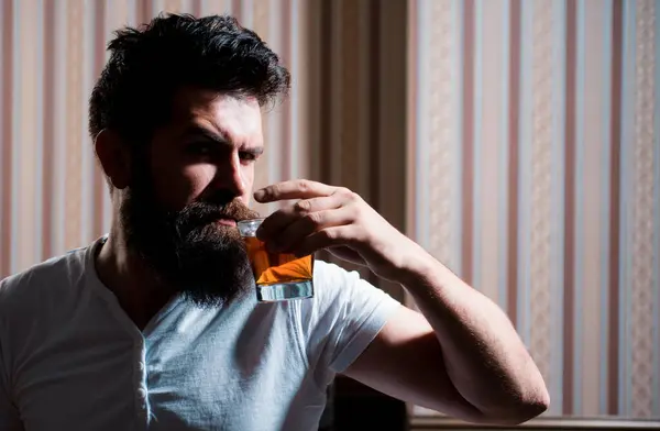 Man Alcohol Abuse Hangover Depressed Man Hard Drinking Bad Alcohol — Stock Photo, Image