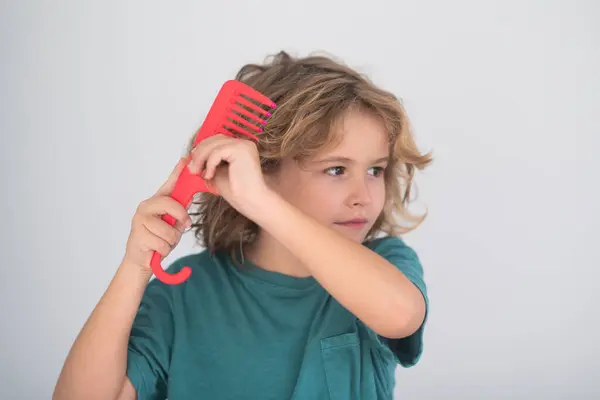 Tarak Saç Fırçası Konsepti Komik Çocuk Saç Stili Taraklı Şirin — Stok fotoğraf