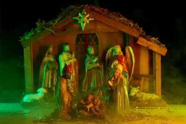 Christmas Birth Jesus Christmas Creche Joseph Mary Jesus Christmas Manger — Stock Photo, Image