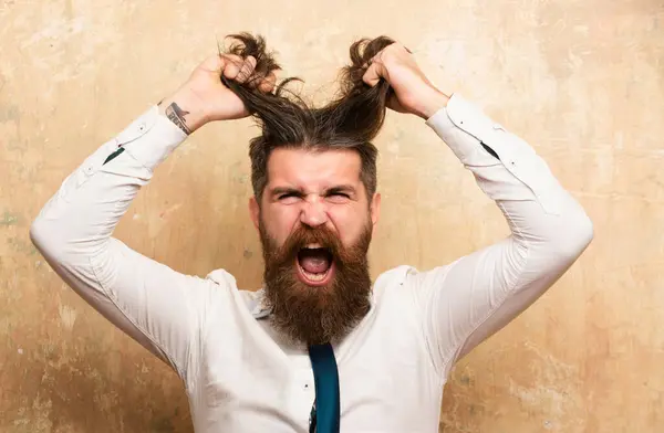 Funny Hairstyle Modern Haircut Excited Bearded Man Beard Bearded Gay — Stock Photo, Image